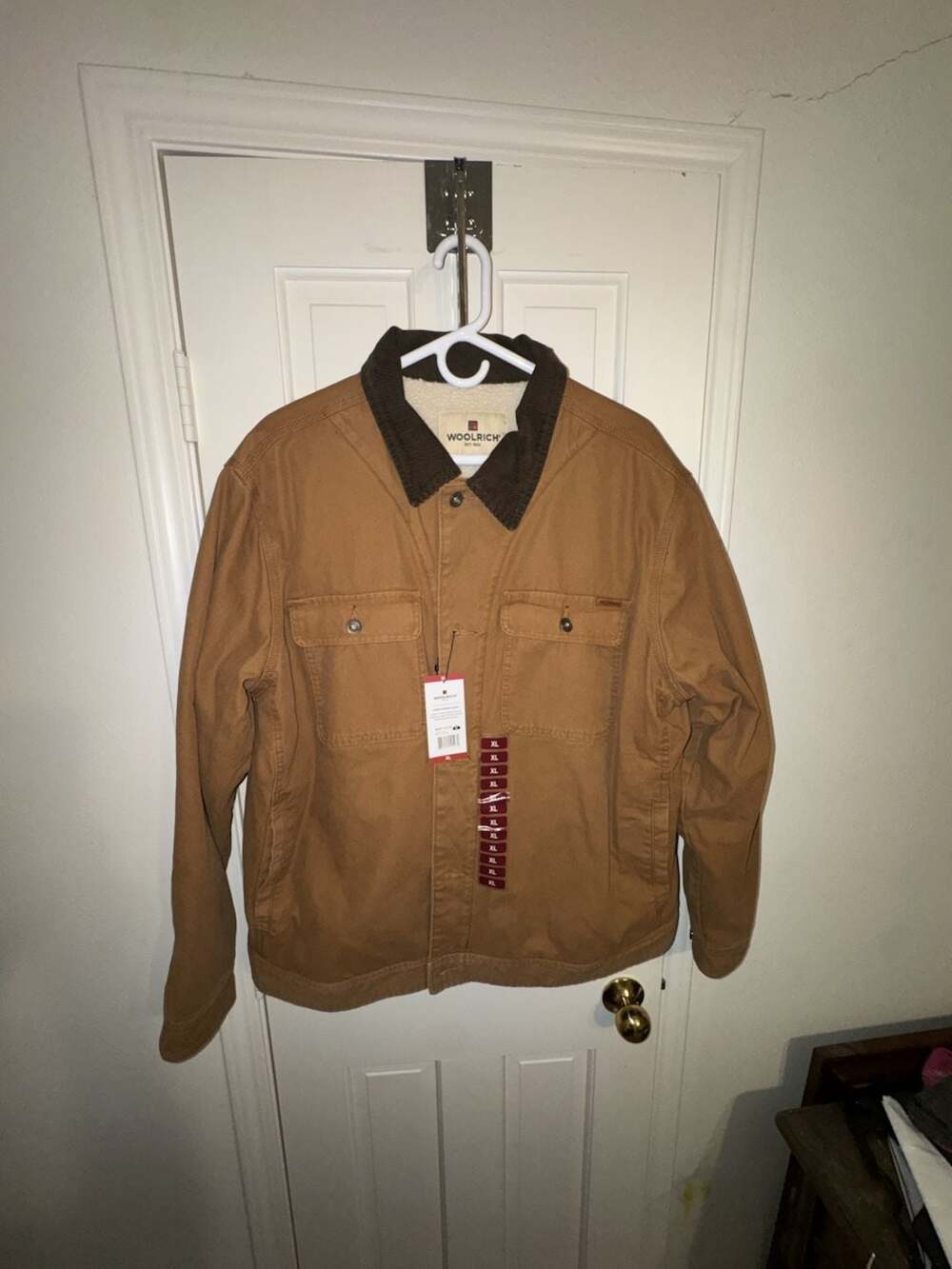 Woolrich Men's Canvas Sherpa Jacket Hazelnut XL